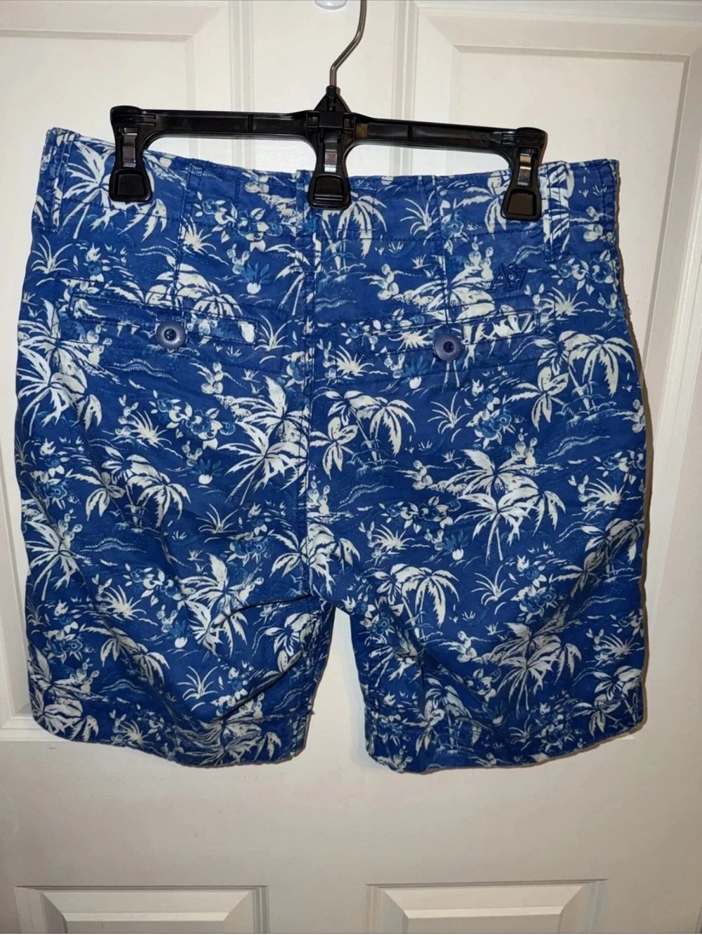 Aeropostale Mens Blue Tropical Palm Tree Print Cotton Shorts Size 28 Summer